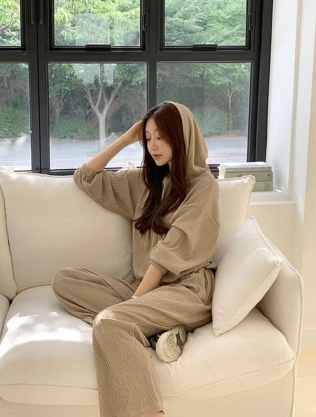선물 화물 한국 스타일 시간 아직도 느낌 주름 장식 센스 캐주얼 세트 상세 이미지 2