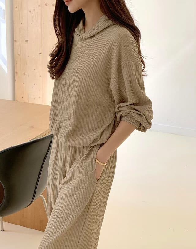 선물 화물 한국 스타일 시간 아직도 느낌 주름 장식 센스 캐주얼 세트 상세 이미지 3