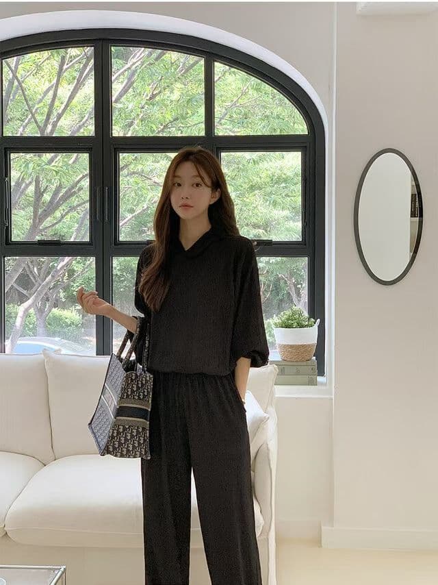 선물 화물 한국 스타일 시간 아직도 느낌 주름 장식 센스 캐주얼 세트 상세 이미지 9