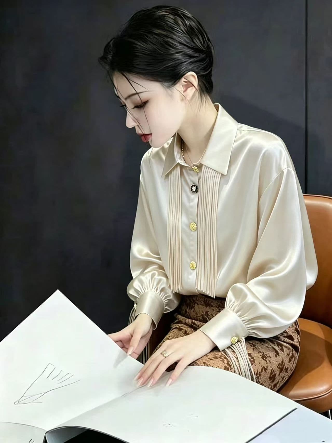 유럽 상품 무거운 작업 2026 가을 새로운 품격 술 셔츠 긴팔 고급 센스 고유 한 버클 디자인 센스 작은 대중 맨위 상세 이미지 7