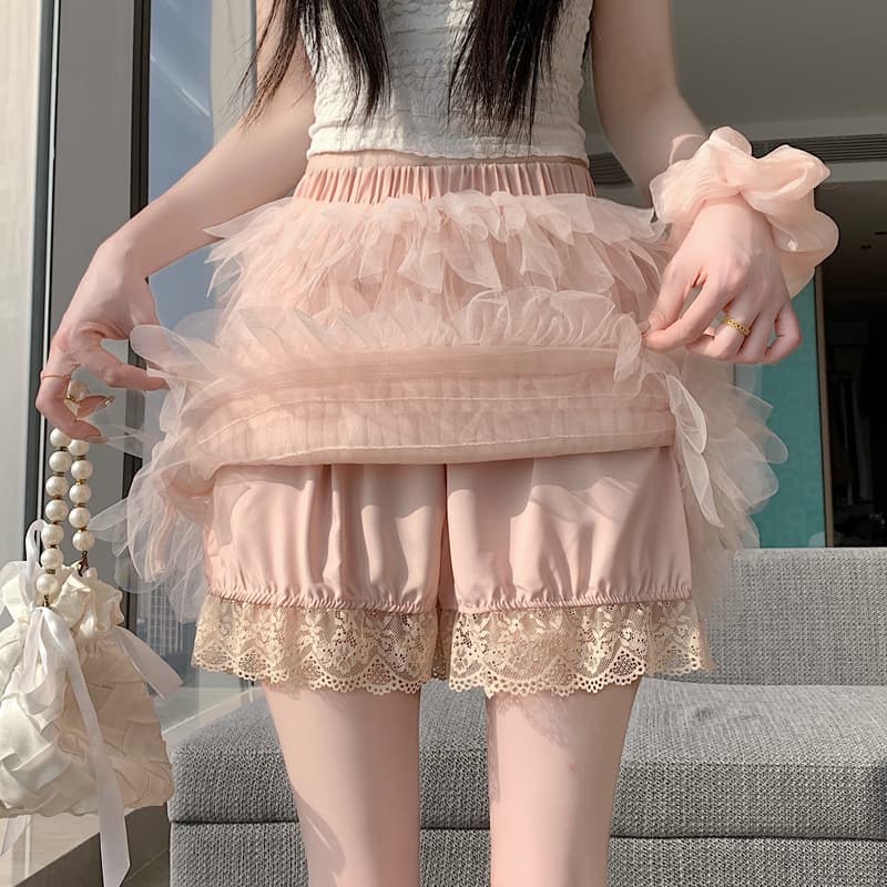 실사 아메리칸 핫걸 섹시함 작은 대중 망사 패치워크 반신 스커트 여성 봄 하이웨이스트 미니 스커트 퍼프 스커트 케이크 드레스 이미지 5