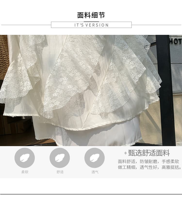 실사 2026 여름 슬림해 보이는 반신 스커트 무거운 작업 불규칙 레이스 케이크 드레스 프릴 삽입 조각 물결무늬 치마 상세 이미지 4