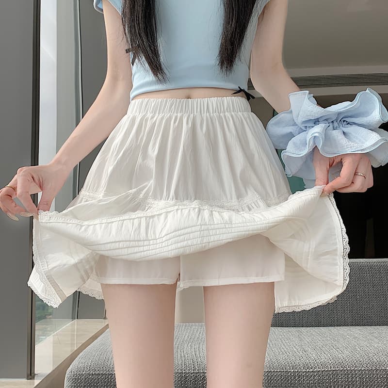 실사 발레 바람 화이트 반신 스커트 여성 여름 새로운 한 마디 작은 키 케이크 퍼프 스커트 노출 방지 미니 스커트 이미지 4
