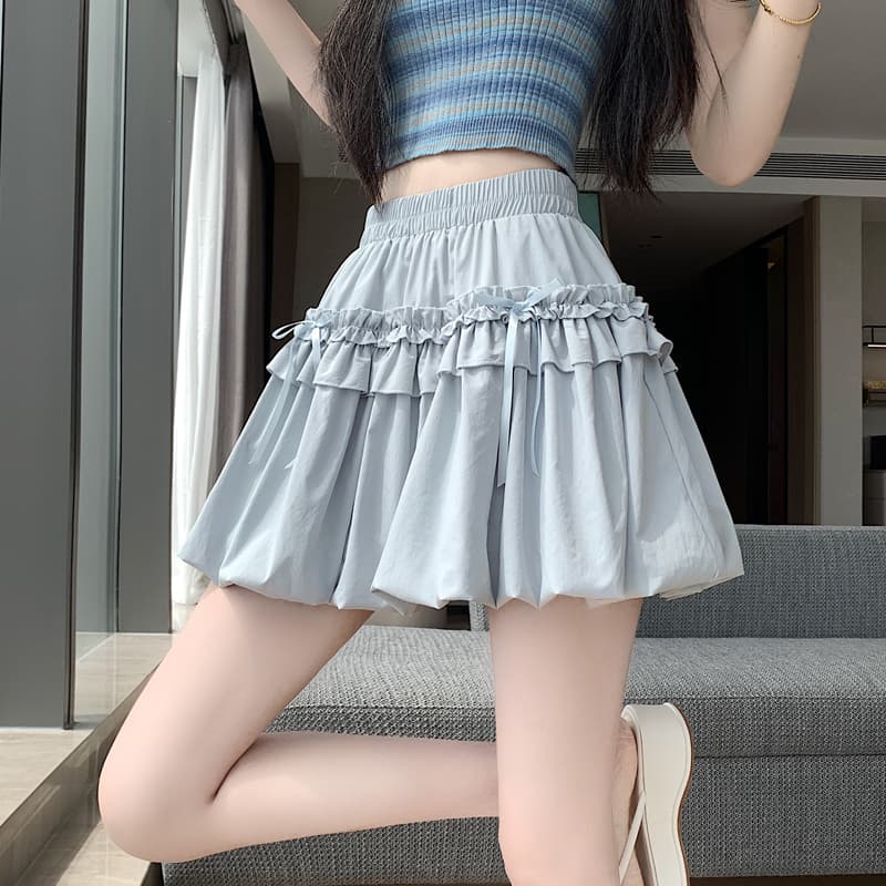 실사 화이트 꽃밭 치마 반신 스커트 여성 봄 여름 새로운 달콤함 하이웨이스트 주름 퍼프 스커트 핫걸 발레 미니 스커트
