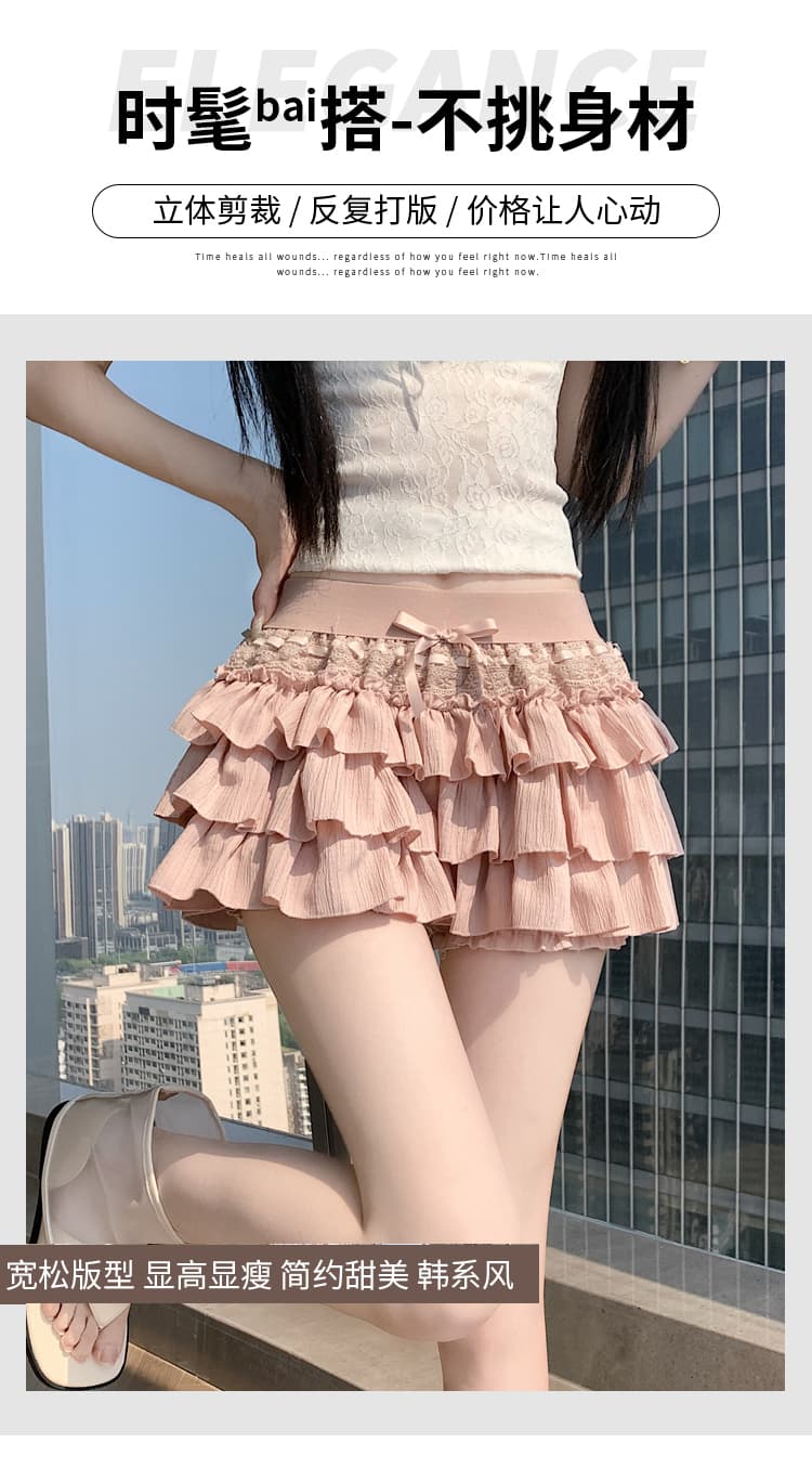 실사 프랑스식 퍼프 케이크 미니 스커트 여성 여름 새로운 작은 키 노출 방지 하이웨이스트 한 마디 플리츠 반신 스커트 상세 이미지 5