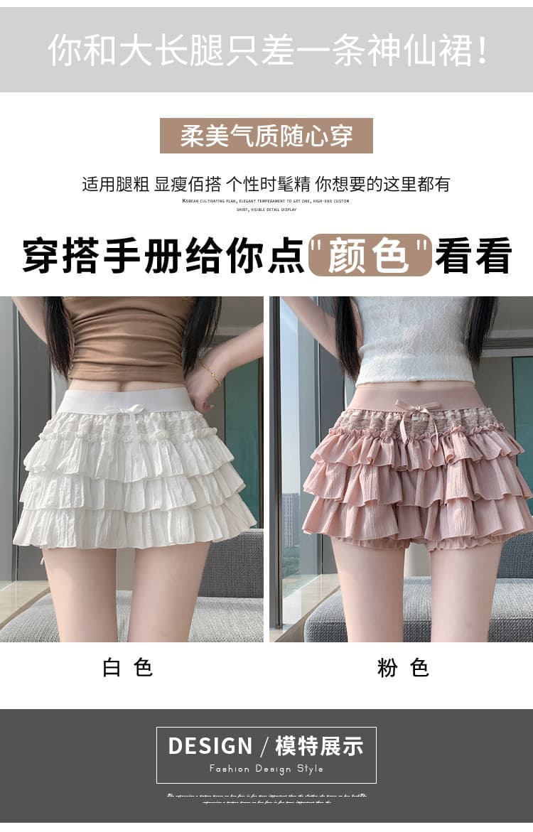 실사 프랑스식 퍼프 케이크 미니 스커트 여성 여름 새로운 작은 키 노출 방지 하이웨이스트 한 마디 플리츠 반신 스커트 상세 이미지 8
