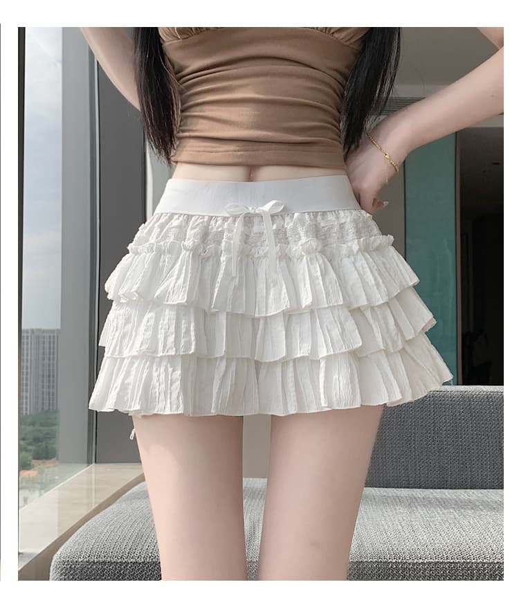 실사 프랑스식 퍼프 케이크 미니 스커트 여성 여름 새로운 작은 키 노출 방지 하이웨이스트 한 마디 플리츠 반신 스커트 상세 이미지 19