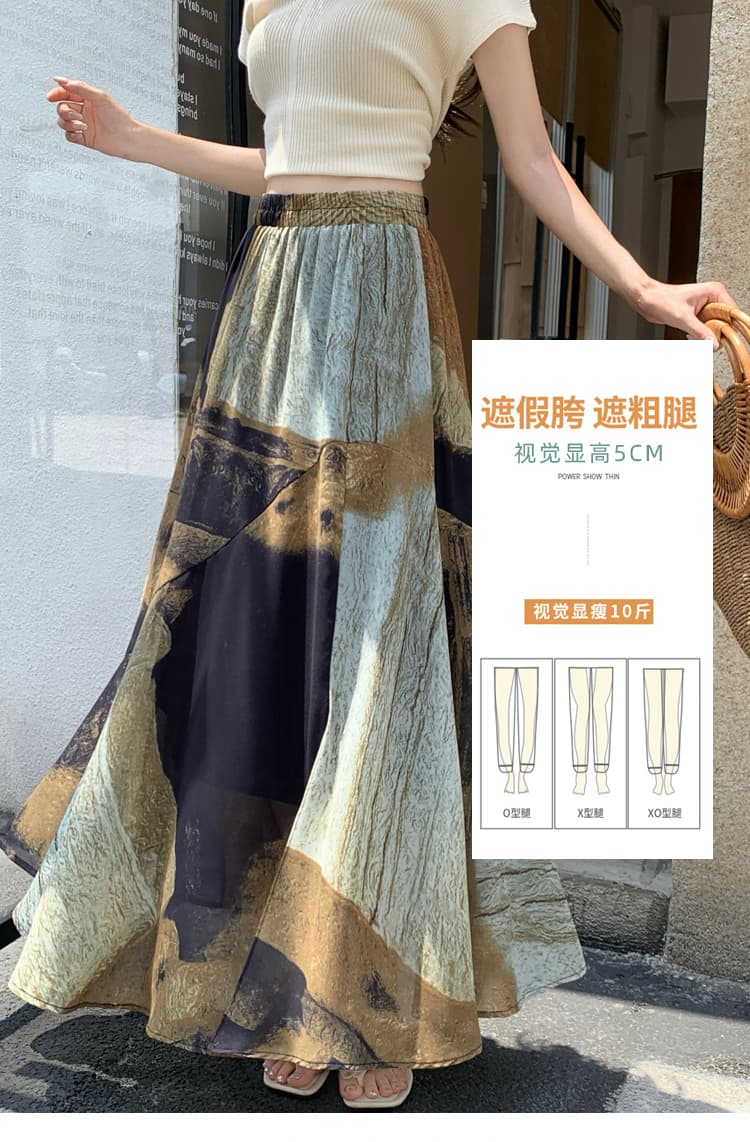 실사 레트로 홀치기 염색 반신 스커트 여성 여름 2026 새로운 몸매 가꾸기 슬림해 보이는 도루 센스 트임 a 단어 길이 치마 상세 이미지 5