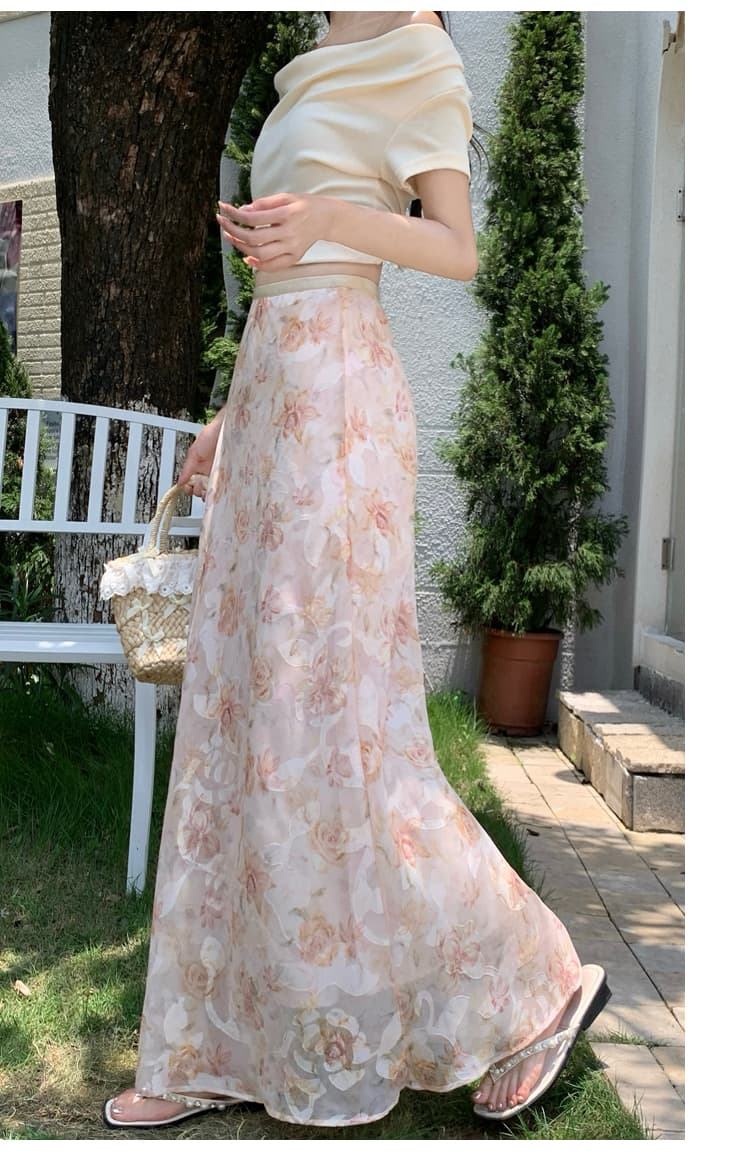 실사 프랑스식 부드러운 바람 꽃무늬 인어 꼬리 롱 스커트 여성 여름 새로운 소녀 바람 하이웨이스트 루즈핏 슬림해 보이는 반신 스커트 상세 이미지 16