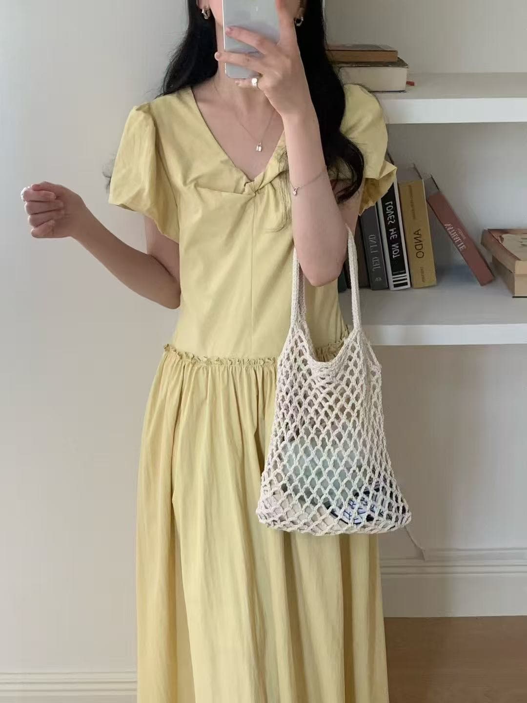 크기 있음 업데이트 한 부서 미니멀리즘 귀여운 연령 감소 허리 수축 프릴 다용도 출퇴근 드레스 상세 이미지 6
