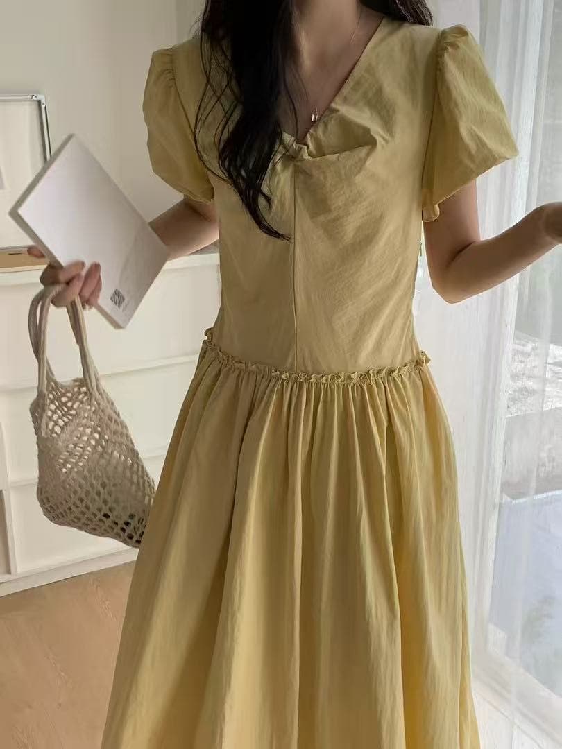 크기 있음 업데이트 한 부서 미니멀리즘 귀여운 연령 감소 허리 수축 프릴 다용도 출퇴근 드레스 상세 이미지 7