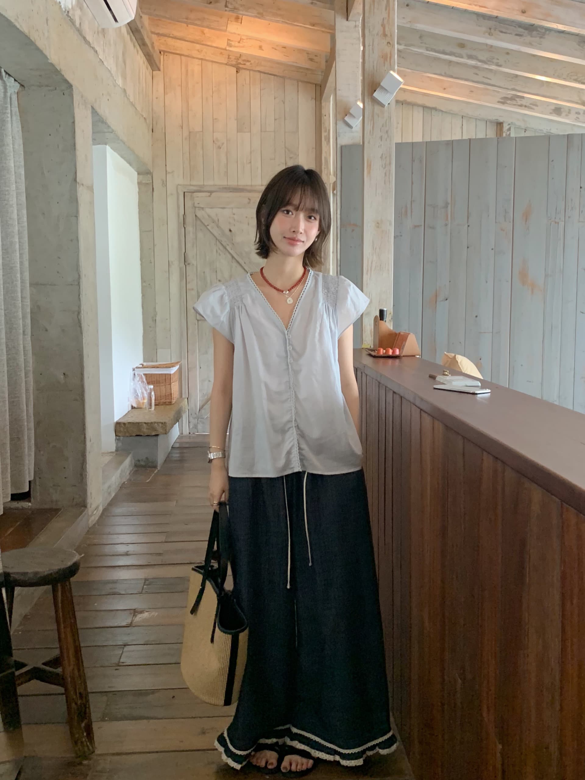 크기 있음 업데이트 한 부서 품격 싱글 줄 버튼 반팔 셔츠 루즈핏 다용도 여름 새로운 얇은 스타일 셔츠 상세 이미지 3