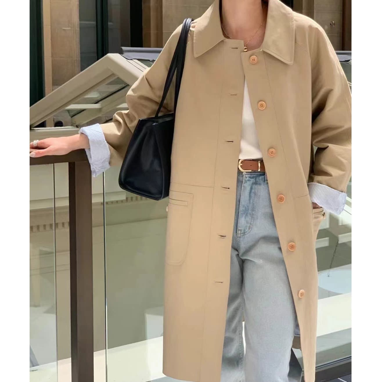 크기 있음 업데이트 한국 chic 이른 봄 새로운 미니멀리즘 캐주얼 다용도 더블 주머니 싱글 줄 버튼 재킷 재킷 이미지 5