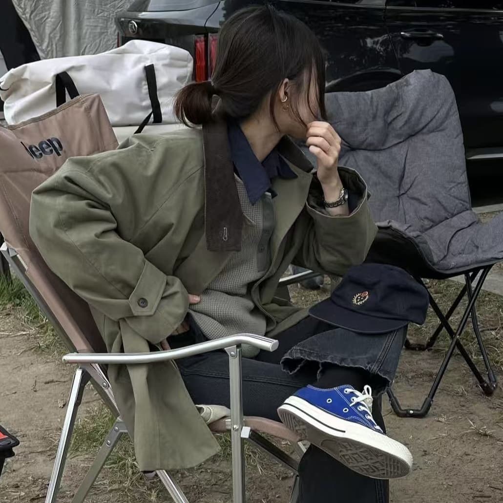 크기 있음 업데이트 한 부서 레트로 품격 루즈핏 배색 폴로 칼라 패치워크 지퍼 섹션 다용도 재킷 재킷 이미지 3