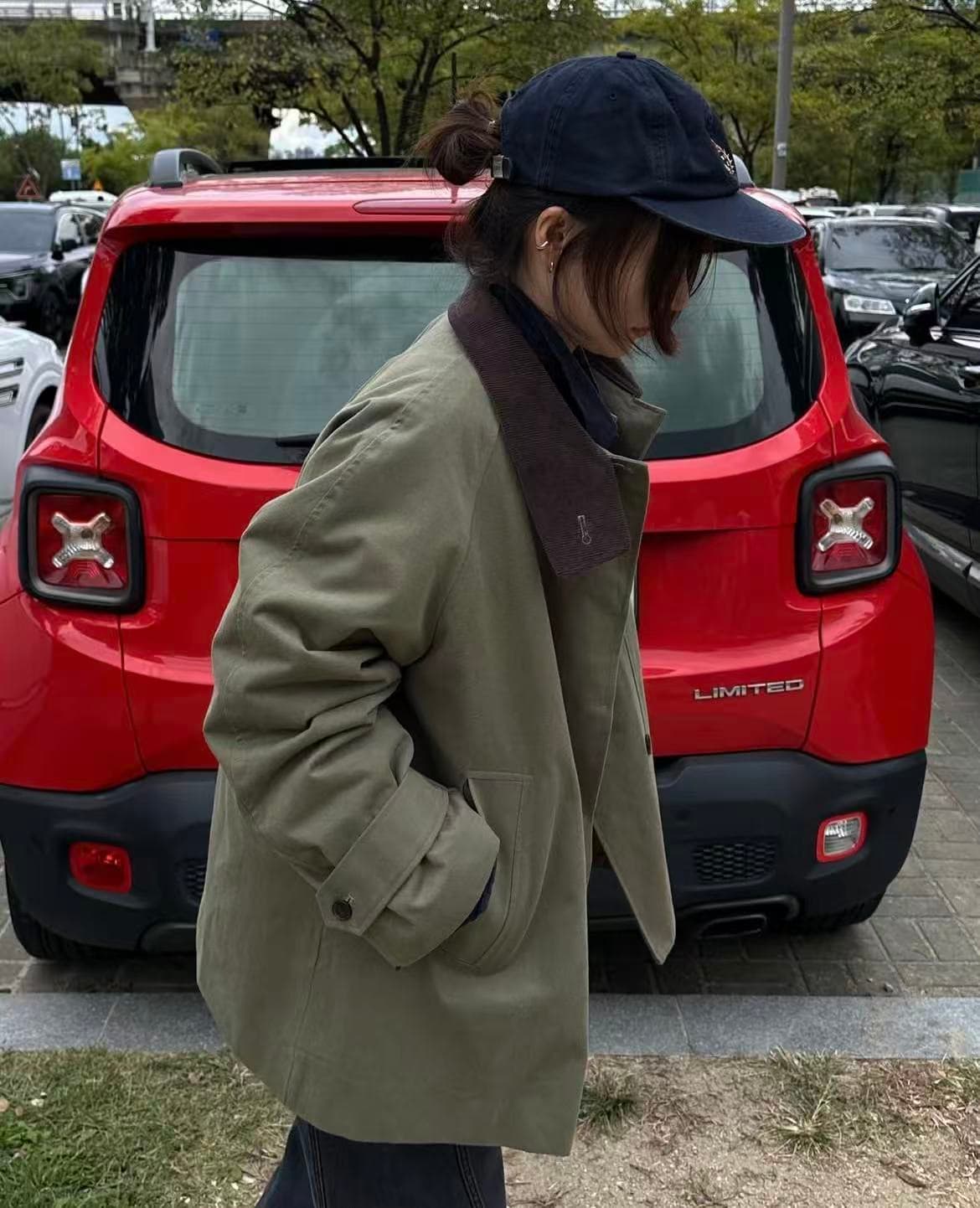 크기 있음 업데이트 한 부서 레트로 품격 루즈핏 배색 폴로 칼라 패치워크 지퍼 섹션 다용도 재킷 재킷 상세 이미지 6