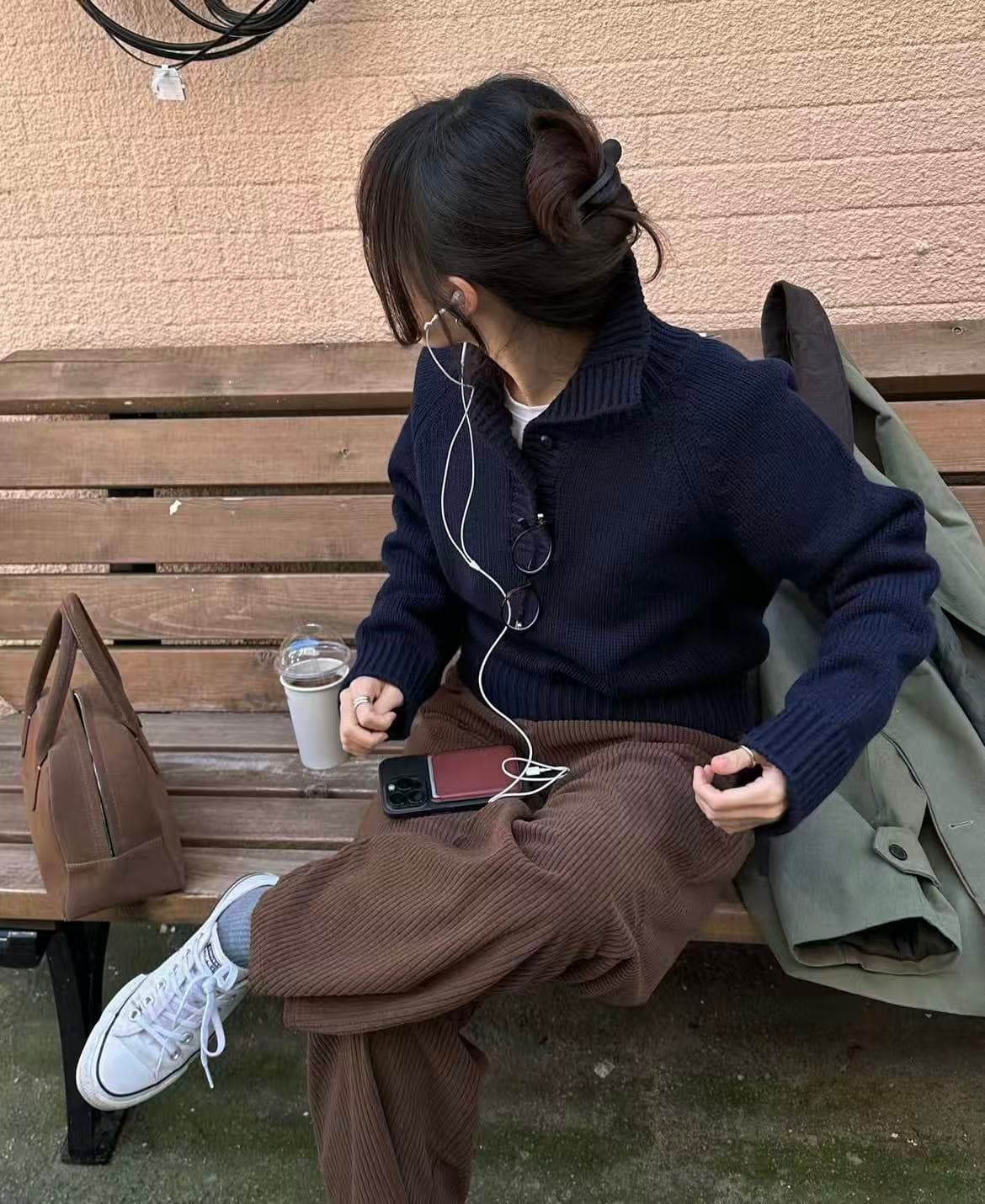 크기 있음 업데이트 한 부서 레트로 품격 루즈핏 배색 폴로 칼라 패치워크 지퍼 섹션 다용도 재킷 재킷 상세 이미지 7