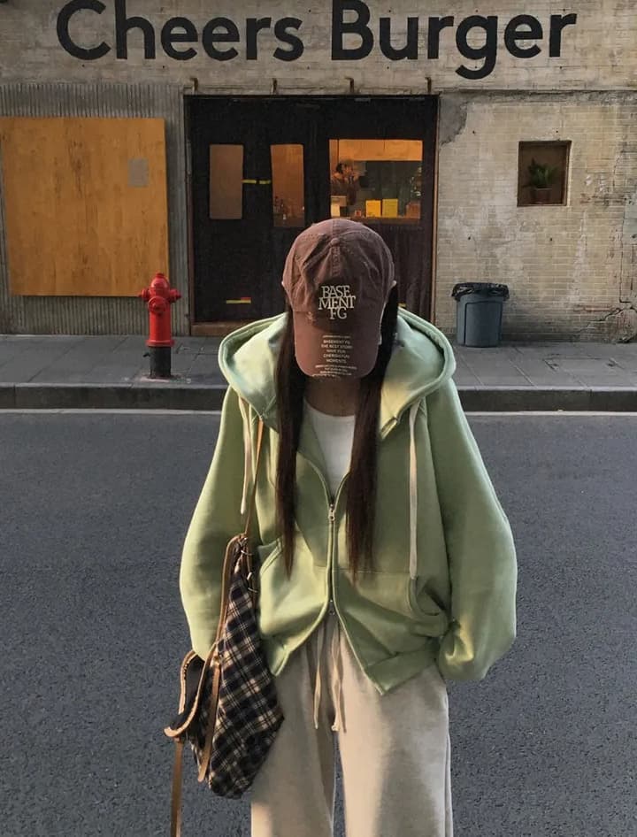 크기 있음 업데이트 한 부서 미니멀리즘 거리 바람 출퇴근 다용도 긴팔 후드 지퍼 루즈핏 후드티 재킷 상세 이미지 4
