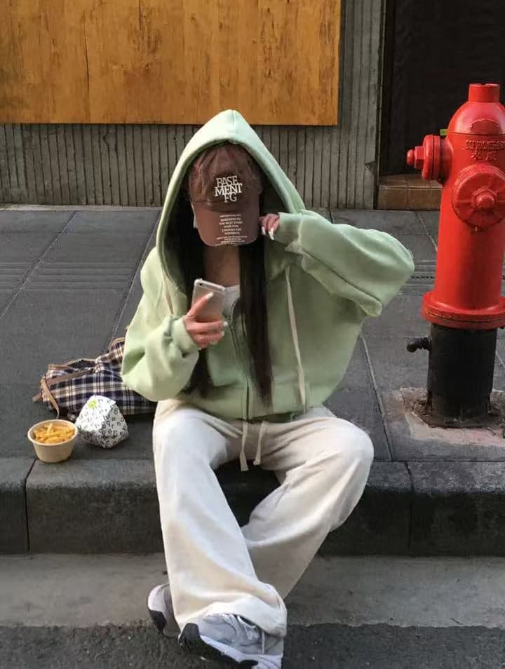 크기 있음 업데이트 한 부서 미니멀리즘 거리 바람 출퇴근 다용도 긴팔 후드 지퍼 루즈핏 후드티 재킷 상세 이미지 12