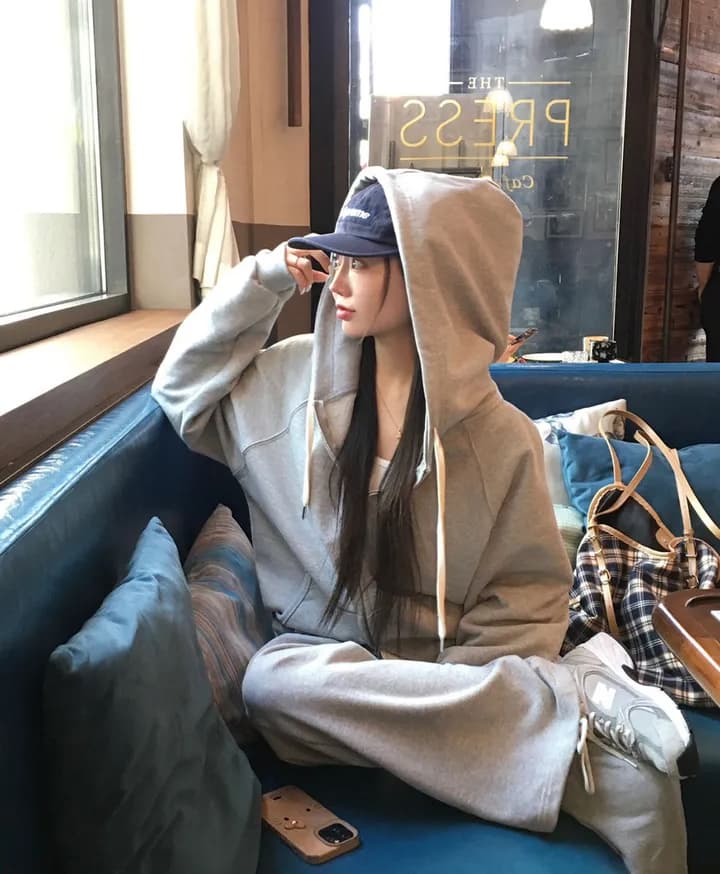 크기 있음 업데이트 한 부서 미니멀리즘 거리 바람 출퇴근 다용도 긴팔 후드 지퍼 루즈핏 후드티 재킷 상세 이미지 13