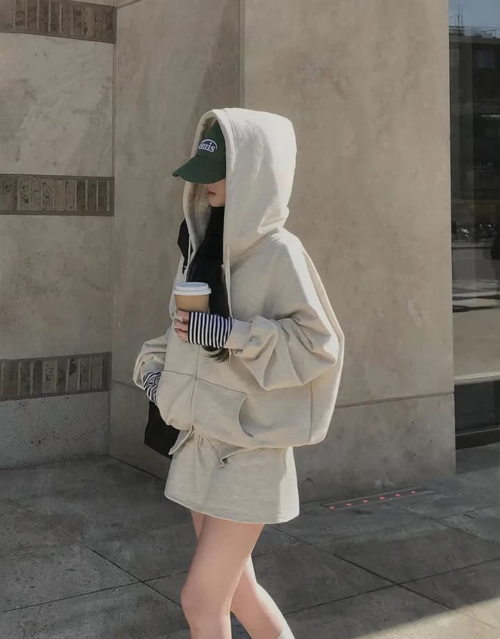 크기 있음 업데이트 한 부서 미니멀리즘 거리 바람 출퇴근 다용도 긴팔 후드 지퍼 루즈핏 후드티 재킷 상세 이미지 18