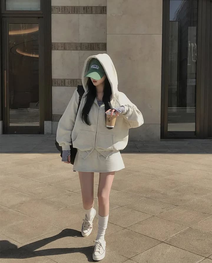 크기 있음 업데이트 한 부서 미니멀리즘 거리 바람 출퇴근 다용도 긴팔 후드 지퍼 루즈핏 후드티 재킷 상세 이미지 20