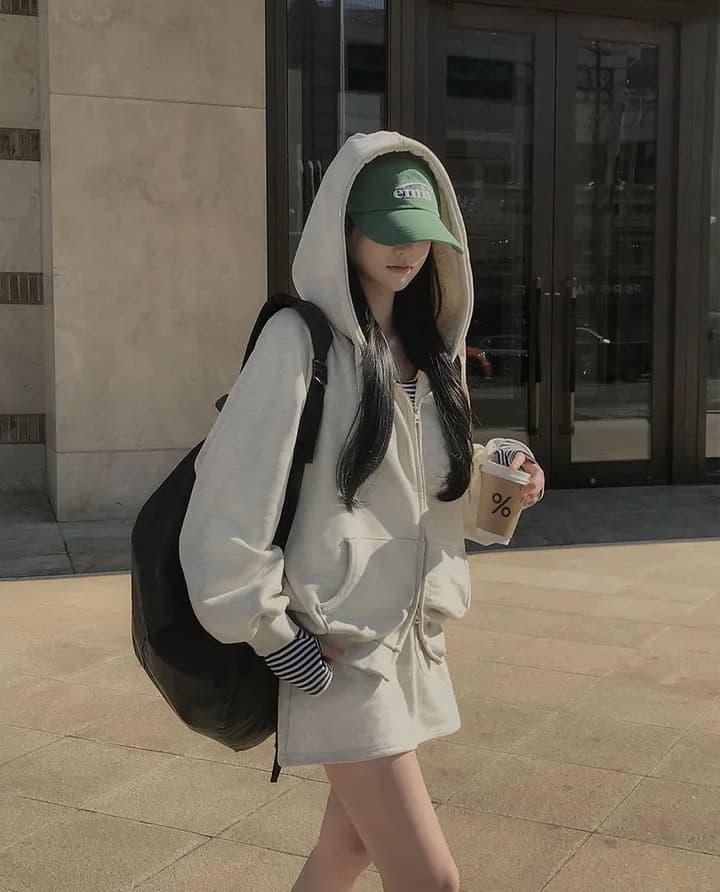 크기 있음 업데이트 한 부서 미니멀리즘 거리 바람 출퇴근 다용도 긴팔 후드 지퍼 루즈핏 후드티 재킷 상세 이미지 21