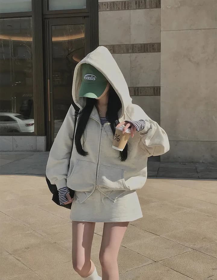 크기 있음 업데이트 한 부서 미니멀리즘 거리 바람 출퇴근 다용도 긴팔 후드 지퍼 루즈핏 후드티 재킷 상세 이미지 22