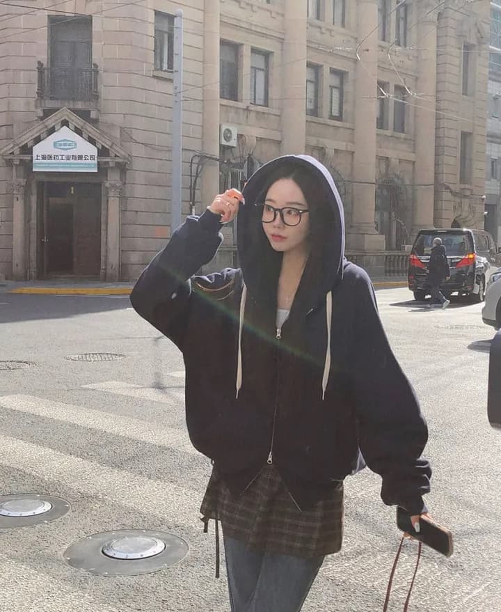 크기 있음 업데이트 한 부서 미니멀리즘 거리 바람 출퇴근 다용도 긴팔 후드 지퍼 루즈핏 후드티 재킷 상세 이미지 24