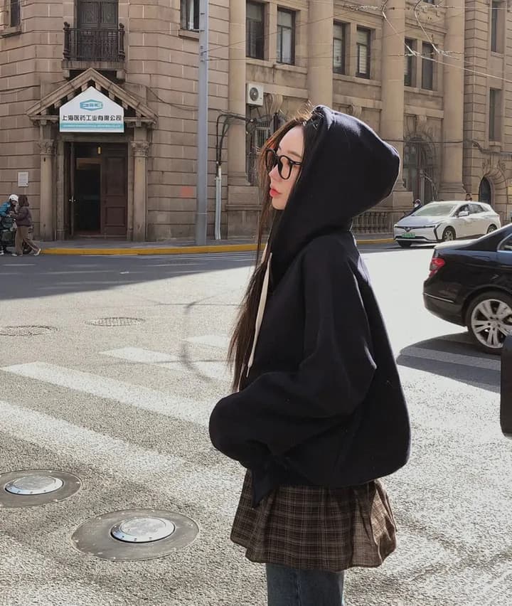 크기 있음 업데이트 한 부서 미니멀리즘 거리 바람 출퇴근 다용도 긴팔 후드 지퍼 루즈핏 후드티 재킷 상세 이미지 25