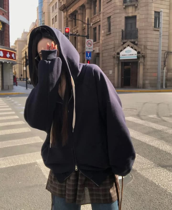크기 있음 업데이트 한 부서 미니멀리즘 거리 바람 출퇴근 다용도 긴팔 후드 지퍼 루즈핏 후드티 재킷 상세 이미지 27