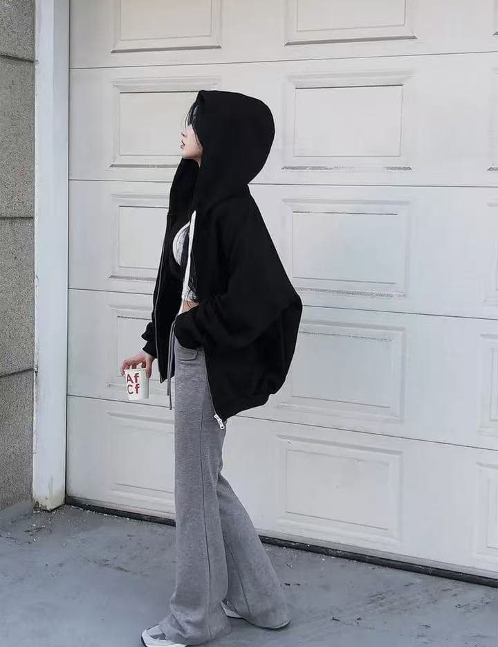크기 있음 업데이트 한 부서 미니멀리즘 거리 바람 출퇴근 다용도 긴팔 후드 지퍼 루즈핏 후드티 재킷 상세 이미지 28
