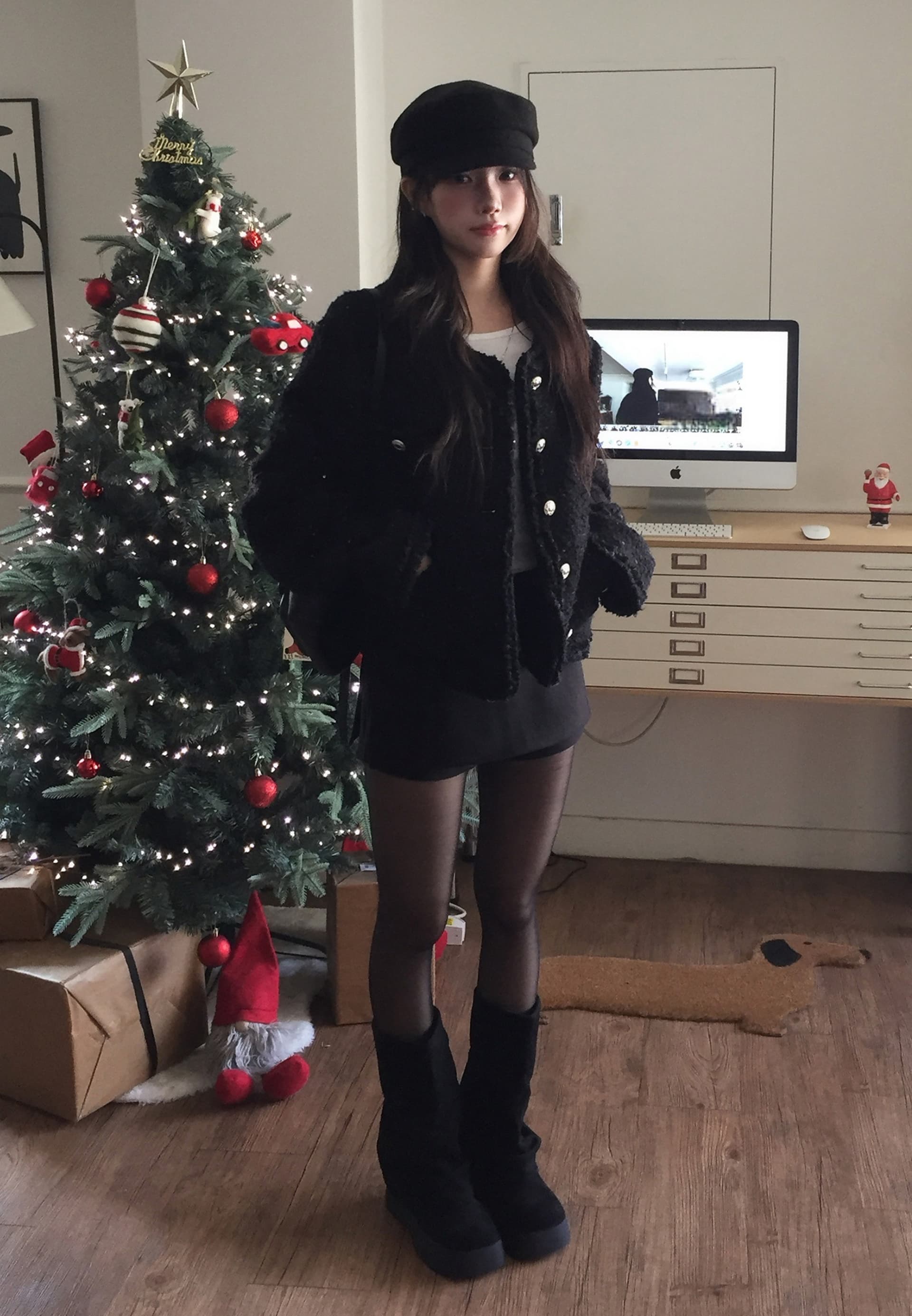 크기 있음 업데이트 한 부서 품격 우아함 작은 샤넬 스타일 미니멀리즘 라운드 넥 싱글 줄 버튼 보온 트위드 짧은 외투 상세 이미지 12