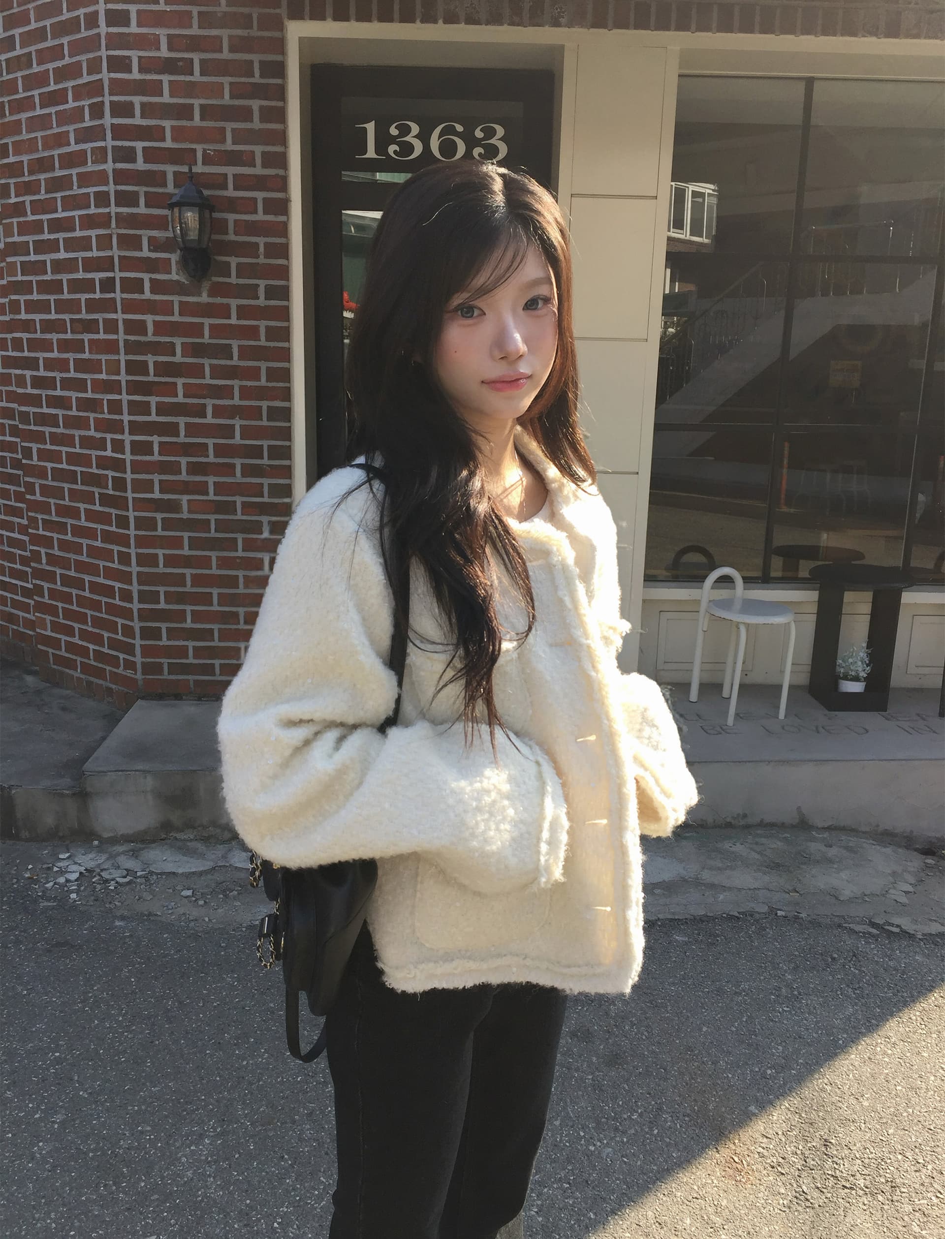 크기 있음 업데이트 한 부서 품격 우아함 작은 샤넬 스타일 미니멀리즘 라운드 넥 싱글 줄 버튼 보온 트위드 짧은 외투 상세 이미지 25