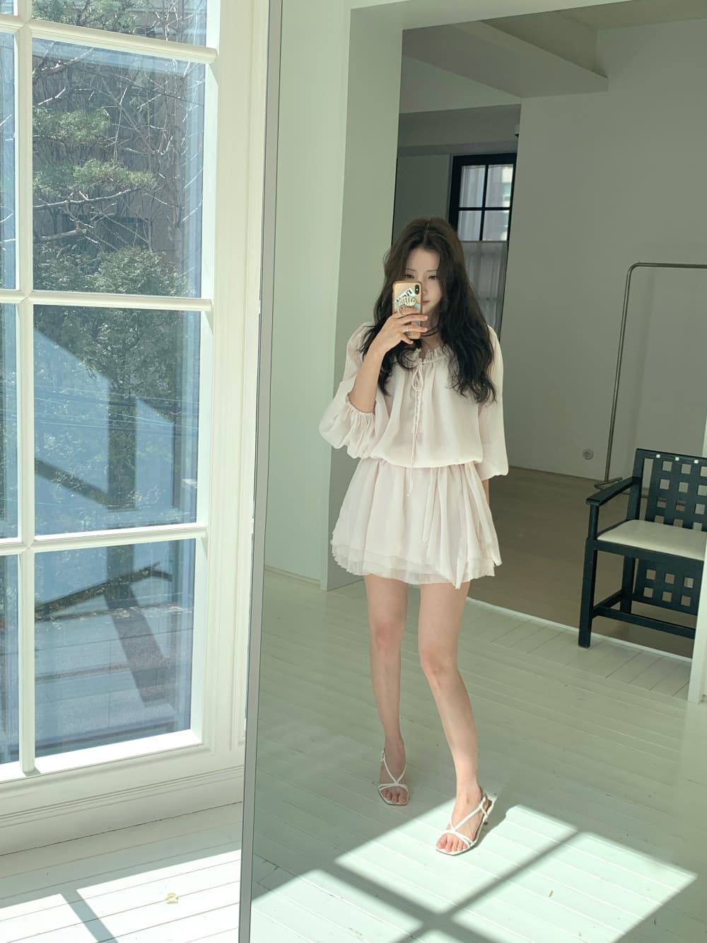 크기 있음 업데이트 ins 보 주님 섹션 부드러운 우아함 품격 핑크색 허리 수축 슬림해 보이는 디스플레이 다리 길이 슈퍼 요정 드레스 상세 이미지 21