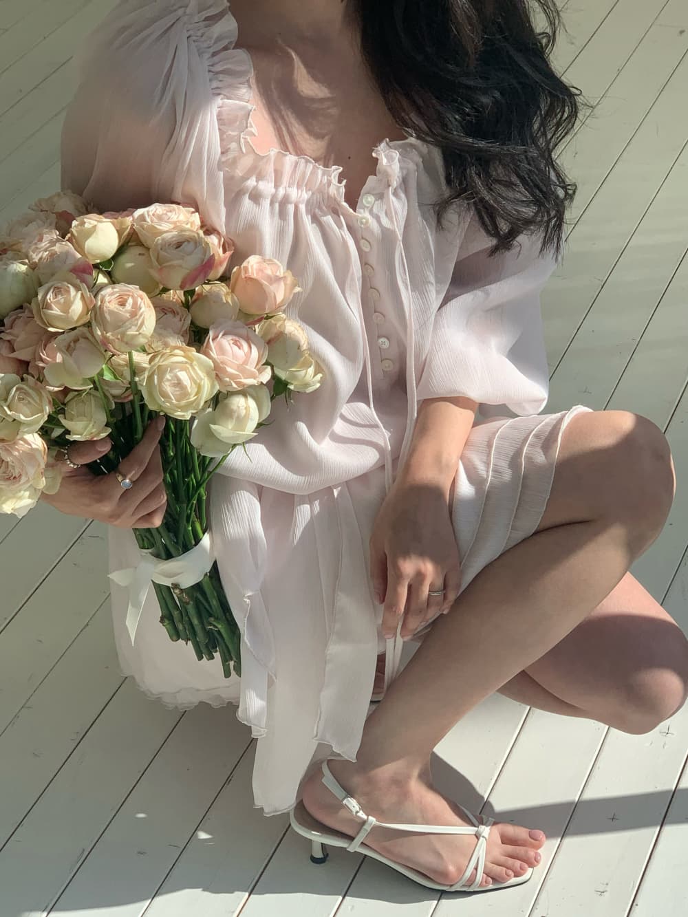 크기 있음 업데이트 ins 보 주님 섹션 부드러운 우아함 품격 핑크색 허리 수축 슬림해 보이는 디스플레이 다리 길이 슈퍼 요정 드레스 상세 이미지 30