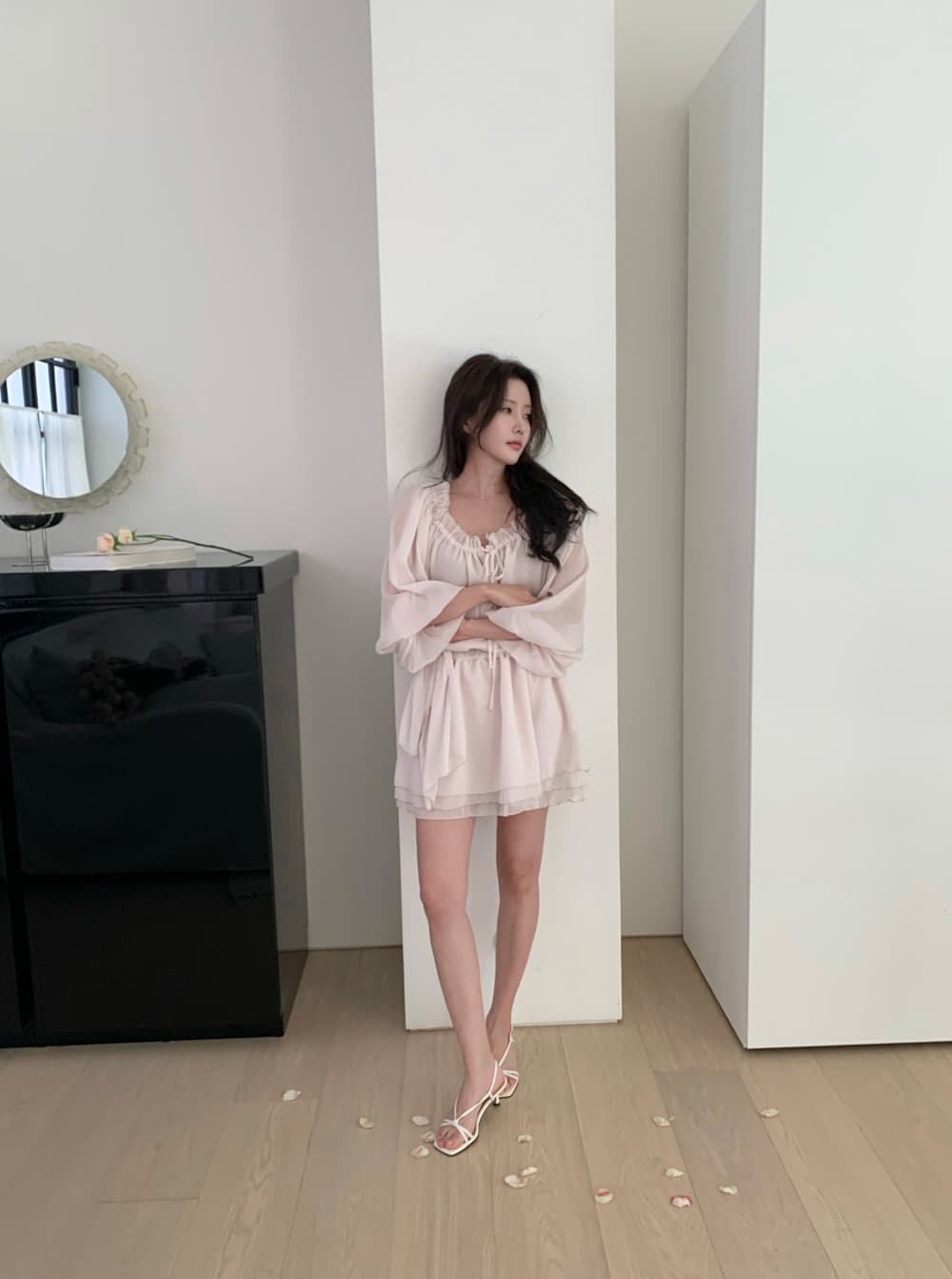 크기 있음 업데이트 ins 보 주님 섹션 부드러운 우아함 품격 핑크색 허리 수축 슬림해 보이는 디스플레이 다리 길이 슈퍼 요정 드레스 상세 이미지 31