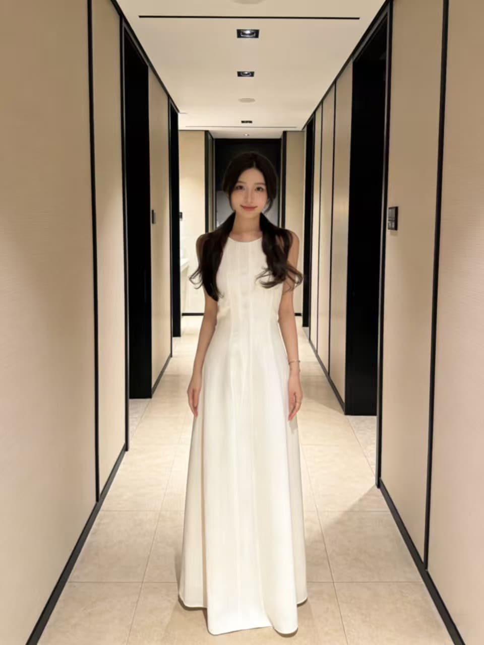크기 있음 업데이트 프랑스식 품격 레트로 우아함 슬림해 보이는 다용도 라인 센스 허리 수축 민소매 드레스 상세 이미지 7