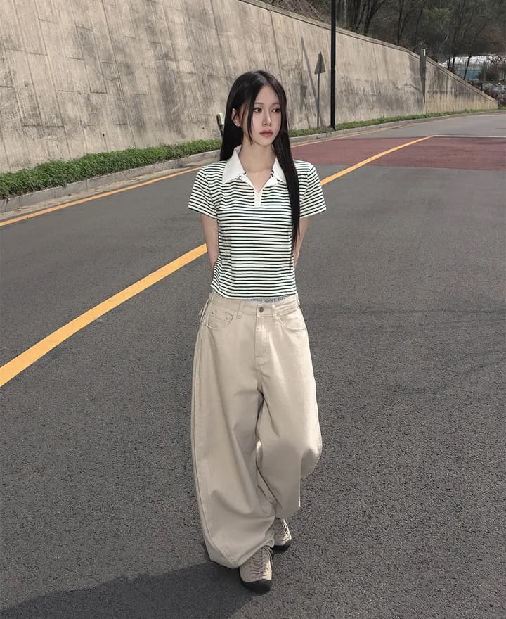 크기 있음 업데이트 캐주얼 품격 루즈핏 작은 키 캐주얼 바지 거리 윈디 주머니 작은 대중 디자인 센스 긴 바지 상세 이미지 9