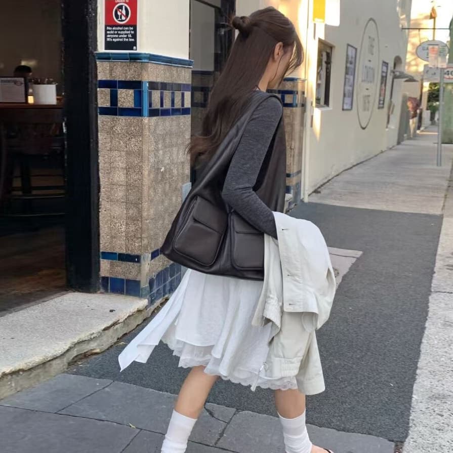 크기 있음 업데이트 한 부서 작은 대중 디자인 센스 다용도 불규칙 레이스 조각 허리밴드 반 스커트 이미지 2