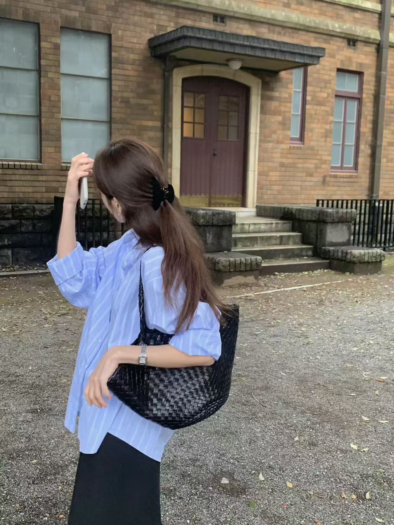 크기 있음 업데이트 ins 보 주님 섹션 일상 아니요 폐기 됨 한 부서 품격 루즈핏 다용도 스트라이프 긴팔 여성 셔츠 상세 이미지 16
