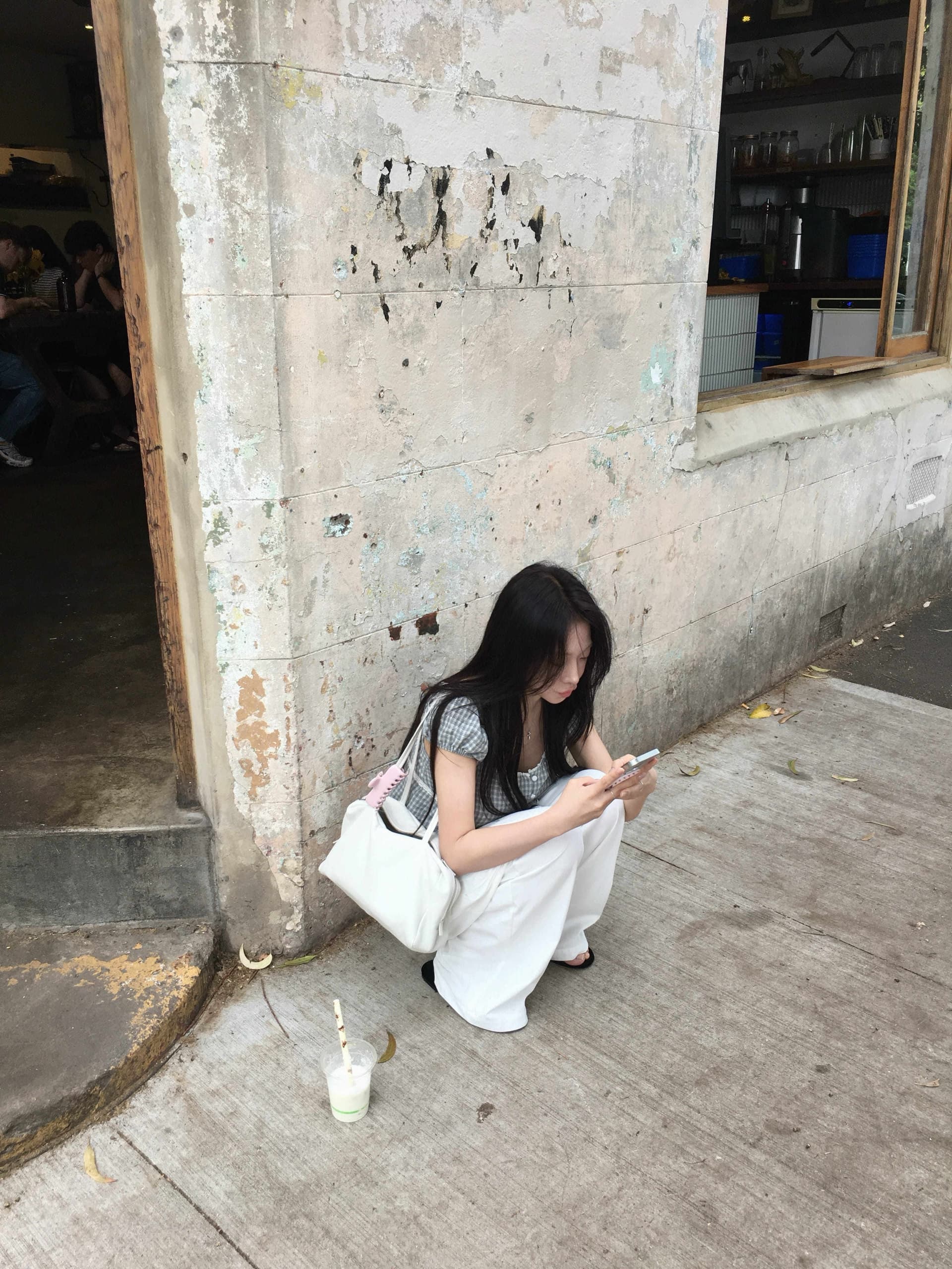 크기 있음 업데이트 프랑스식 레트로 연령 감소 귀여운 광장 칼라 체크무늬 허리 수축 슬림해 보이는 셔츠 여성용 짧은 소매 맨위 상세 이미지 4