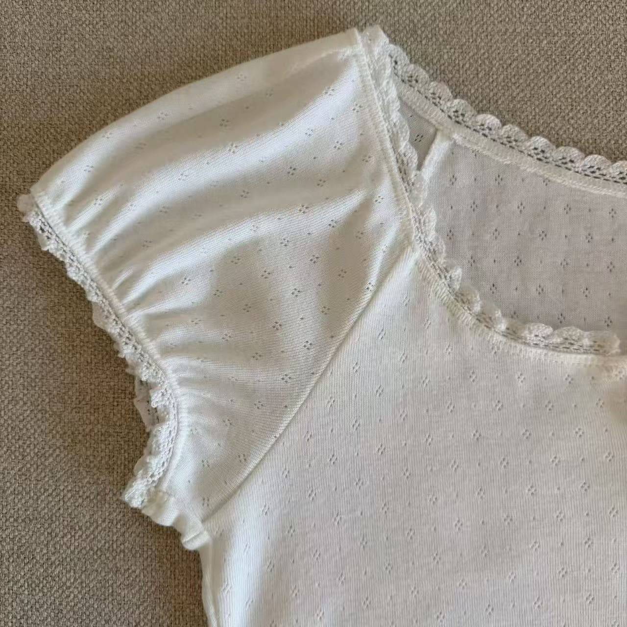 크기 있음 업데이트 한 부서 미니멀리즘 통기성 편안함 당겨서 전체 다용도 일상 프릴 티셔츠 맨위 상세 이미지 8