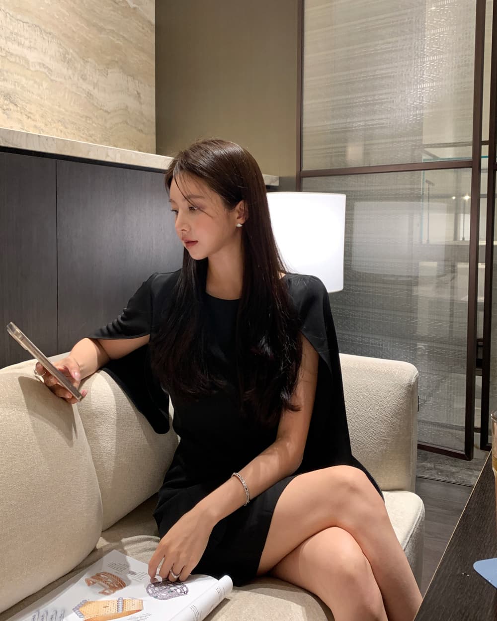 크기 있음 업데이트 프랑스식 우아함 품격 레트로 트임 소매 허리 수축 슬림해 보이는 빛 요리 한 바람 드레스 상세 이미지 54