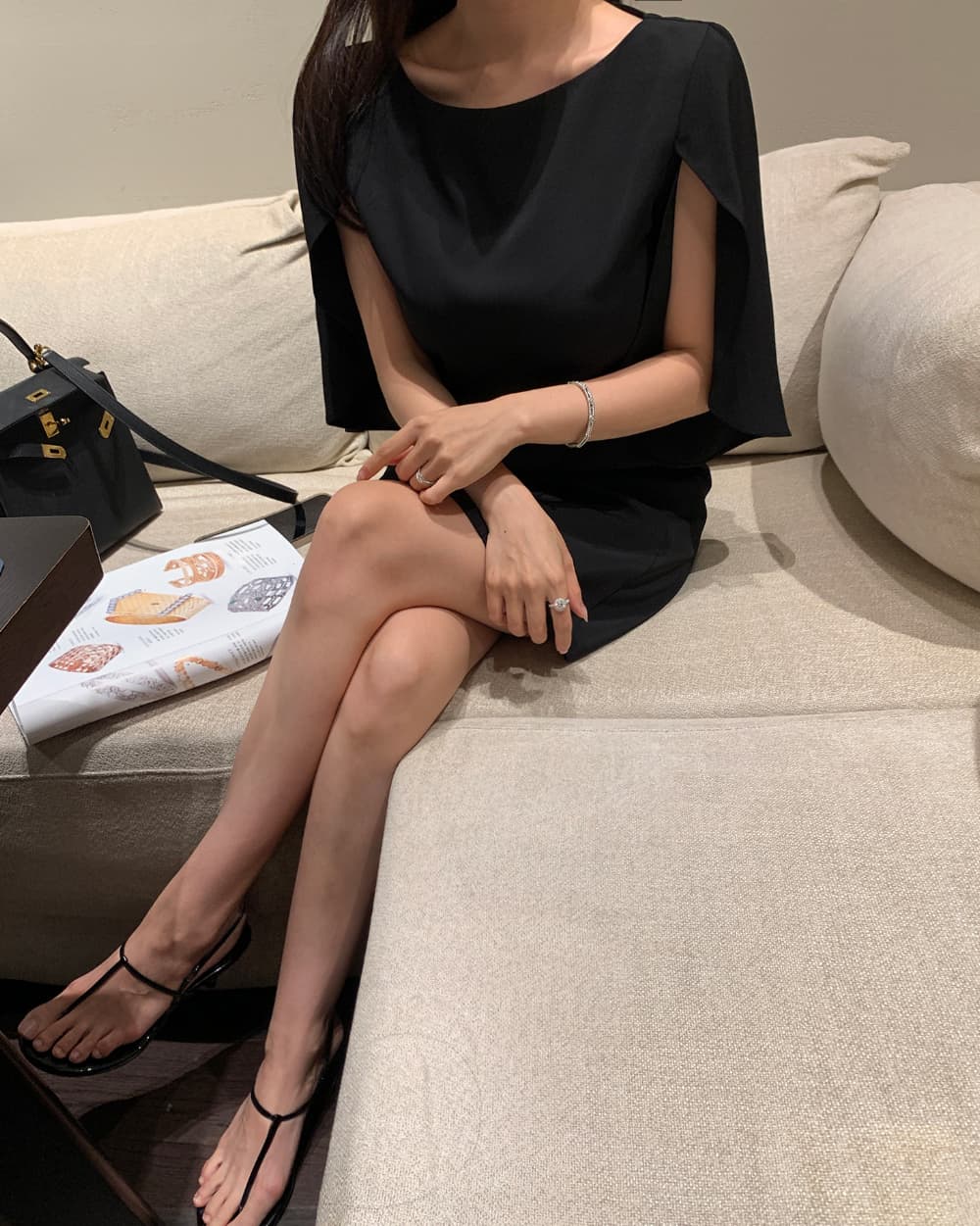 크기 있음 업데이트 프랑스식 우아함 품격 레트로 트임 소매 허리 수축 슬림해 보이는 빛 요리 한 바람 드레스 상세 이미지 56
