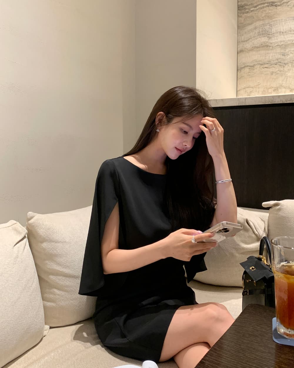 크기 있음 업데이트 프랑스식 우아함 품격 레트로 트임 소매 허리 수축 슬림해 보이는 빛 요리 한 바람 드레스 상세 이미지 69