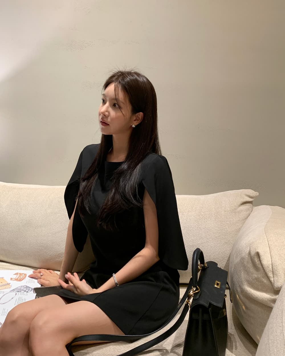 크기 있음 업데이트 프랑스식 우아함 품격 레트로 트임 소매 허리 수축 슬림해 보이는 빛 요리 한 바람 드레스 상세 이미지 75