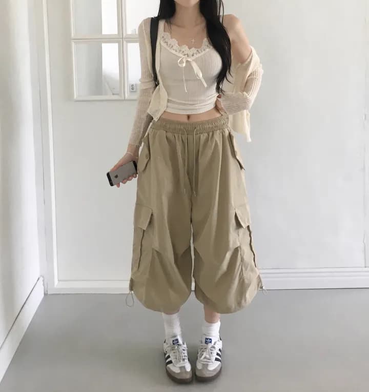 크기 있음 업데이트 ins 보 주님 섹션 한 부서 작은 대중 루즈핏 중성 바람 다용도 거리 차가운 잘 생긴 소녀 캐주얼 바지 상세 이미지 7