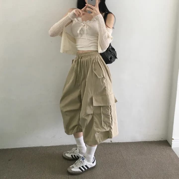 크기 있음 업데이트 ins 보 주님 섹션 한 부서 작은 대중 루즈핏 중성 바람 다용도 거리 차가운 잘 생긴 소녀 캐주얼 바지 상세 이미지 9