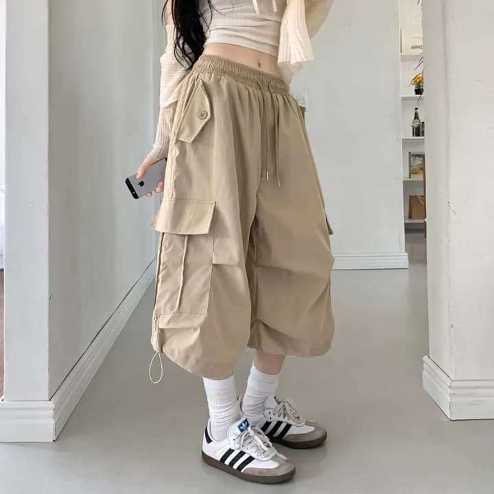 크기 있음 업데이트 ins 보 주님 섹션 한 부서 작은 대중 루즈핏 중성 바람 다용도 거리 차가운 잘 생긴 소녀 캐주얼 바지 상세 이미지 13