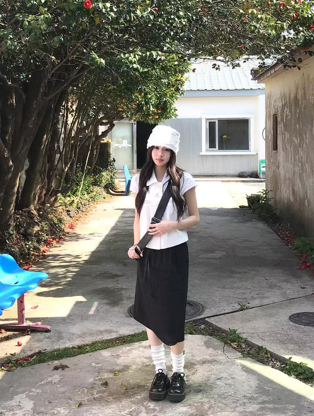 크기 있음 업데이트 한국 chic 캐주얼 품격 세 버클 폴로 칼라 루즈핏 다용도 일상 작은 셔츠 맨위 상세 이미지 6